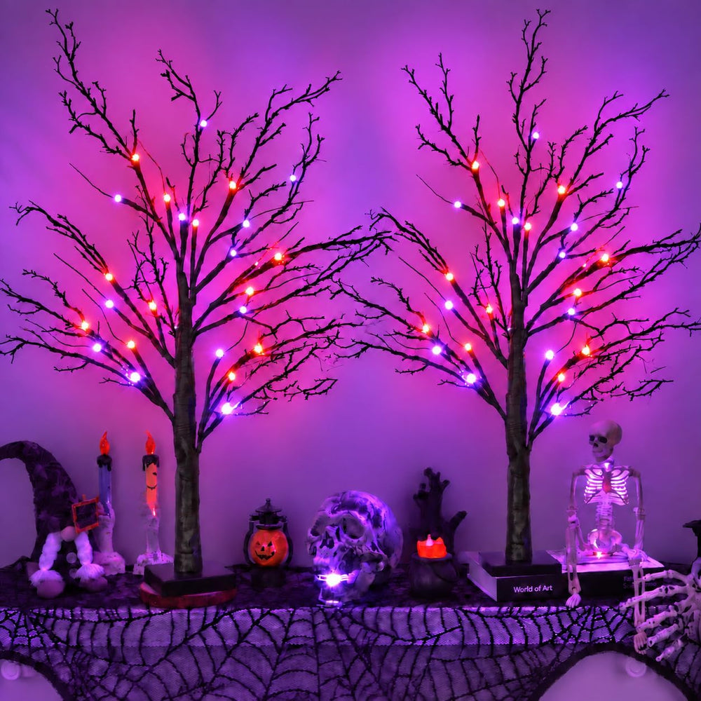 [Timer] 2 Pack Halloween Decorations Indoor, 24 Inch Lighted Black Halloween ...