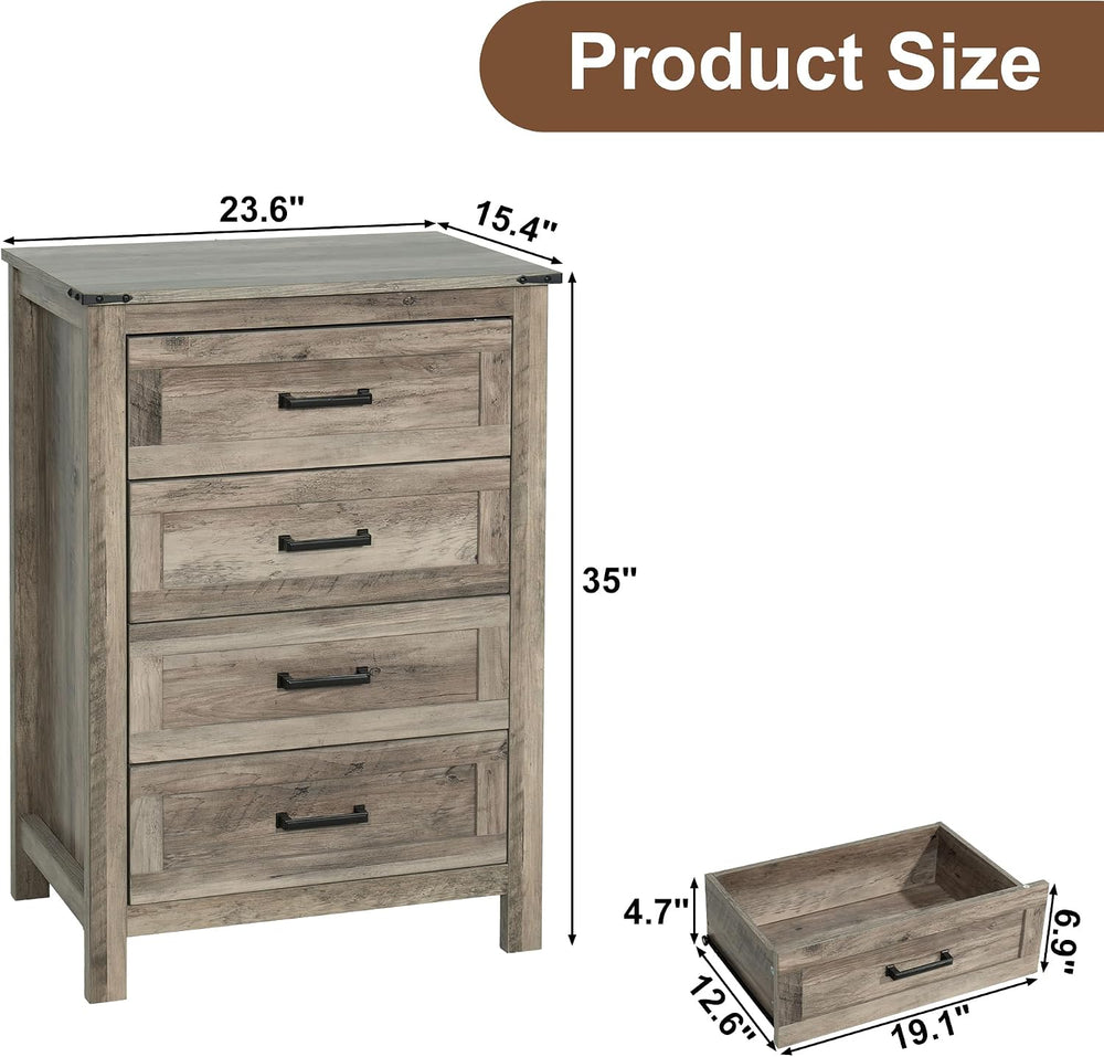Farmhouse 4 Dresser for Bedroom, Vertical Drawer Dresser with Large Storage, ...
