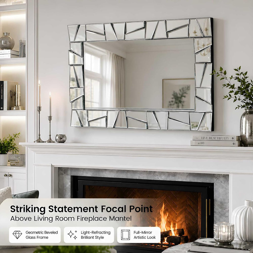 Chende 3D Modern Decorative Mirrors for Wall, 36" x 24" Living Room...