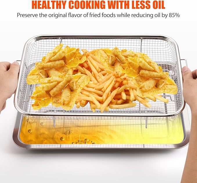 Air Fryer Basket for Oven 18.7"x12.8", 2 Pack Extra Large Air Fryer Basket and - Image 2