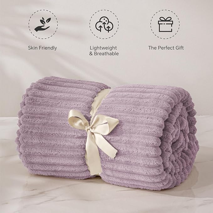 BEDELITE Fleece Throw Blanket for Couch – 3D Ribbed Jacquard Soft and Warm - Image 4