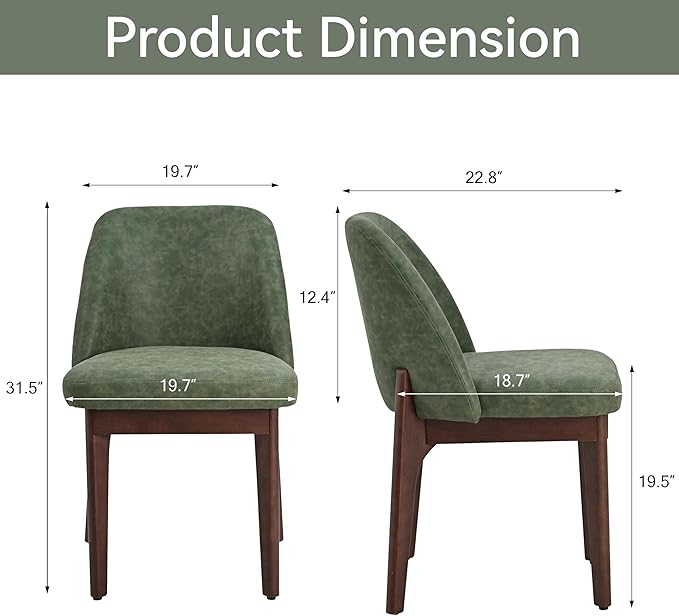 VKNOW Modern Dining Chairs Set of 6, Faux Leather Kitchen Chairs with Wood Le...