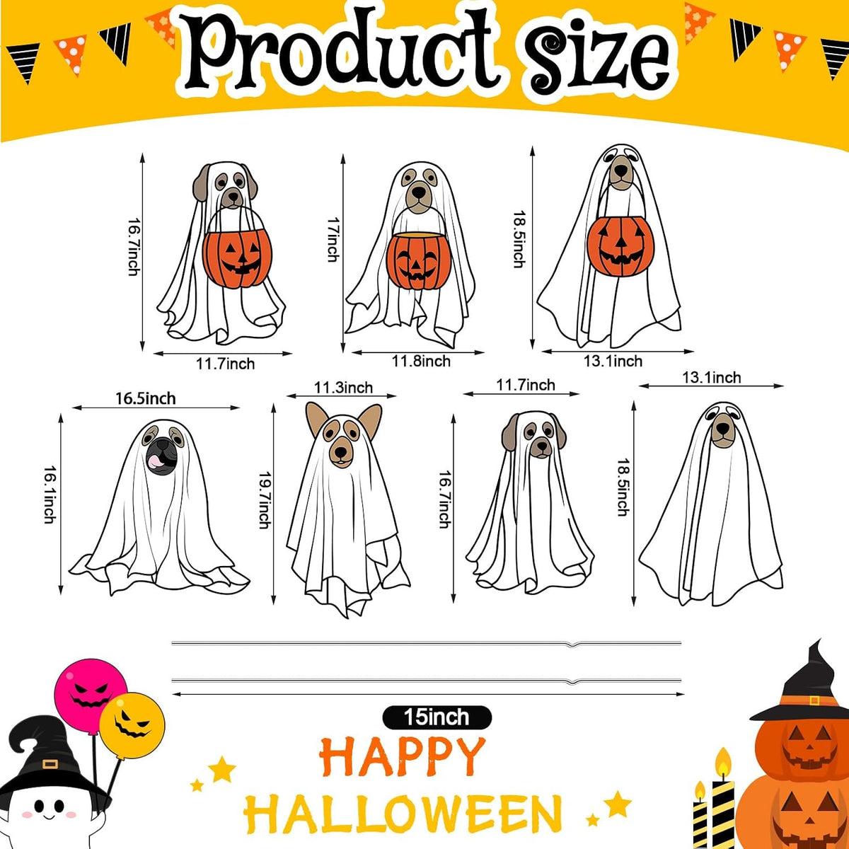 Nuanchu 7 Pcs Halloween Ghost Dog Yard Signs Outdoor Decorations