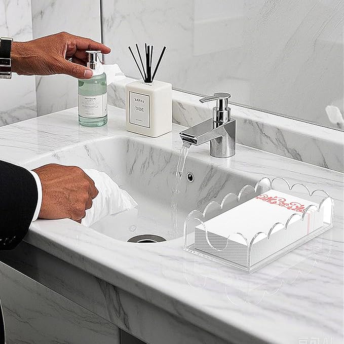 LUGUNU Clear Acrylic Napkin Holder – Scalloped Tray - Image 6