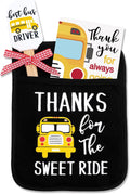 Vansolinne Bus Driver Gifts School Bus Pot Holder Baking Kit with Silicone Spatula Greeting Card for Bus Driver Teacher Appreciation Present Thanks for The Sweet Ride