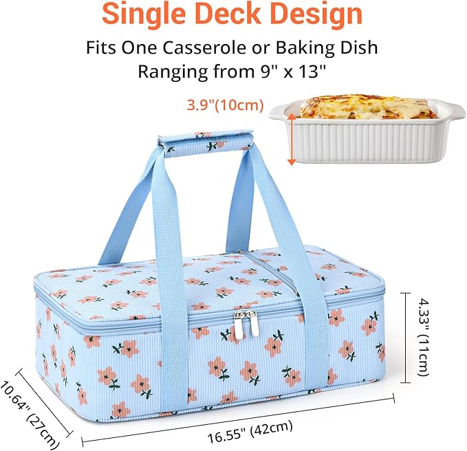 Insulated Casserole Carrier for Hot or Cold Food, Pie Carrier Bag Lunch Bag - Image 2