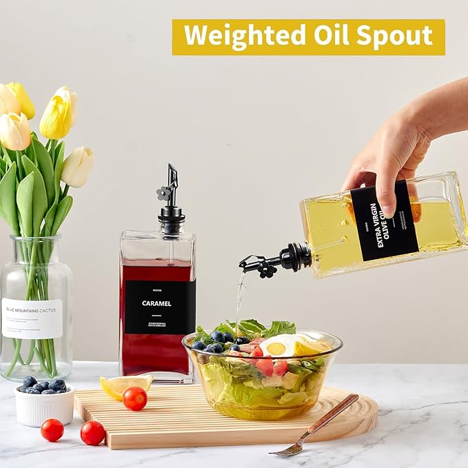 Olive Oil Dispenser Bottle for Kitchen, 16.9 oz/ 500 ml Vinegar Dispenser - Image 2