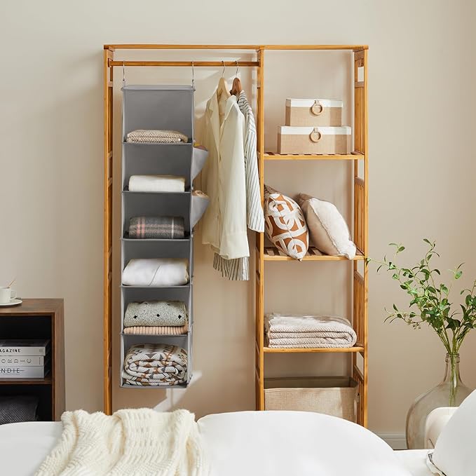 YOUDENOVA Hanging Closet Organizer, 6-Shelf Closet Hanging Storage Shelves - Image 4