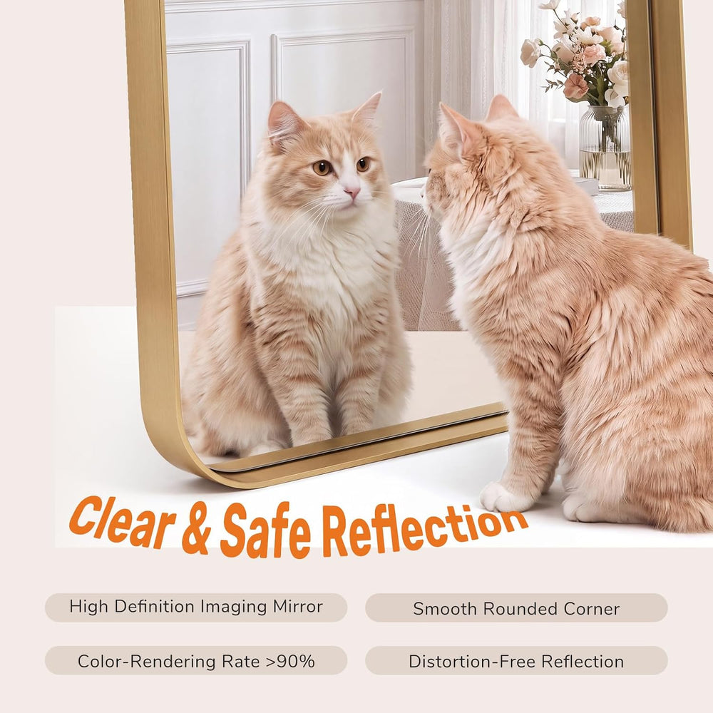 Sweetcrispy Bathroom Wall Mirror, 36x24 Inch Mirror for Over Sink, Gold