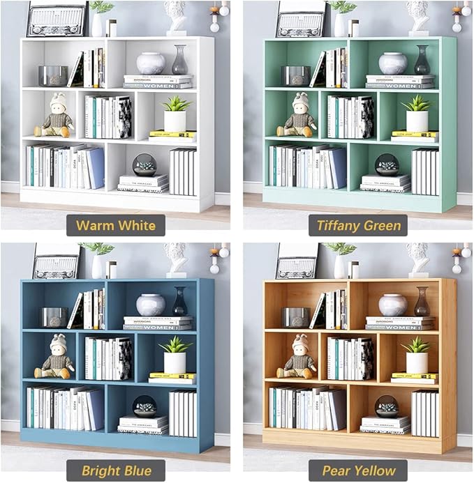 IOTXY Open Shelf Low Bookcase - Wooden 3-Tier Floor Standing Display Cabinet ...