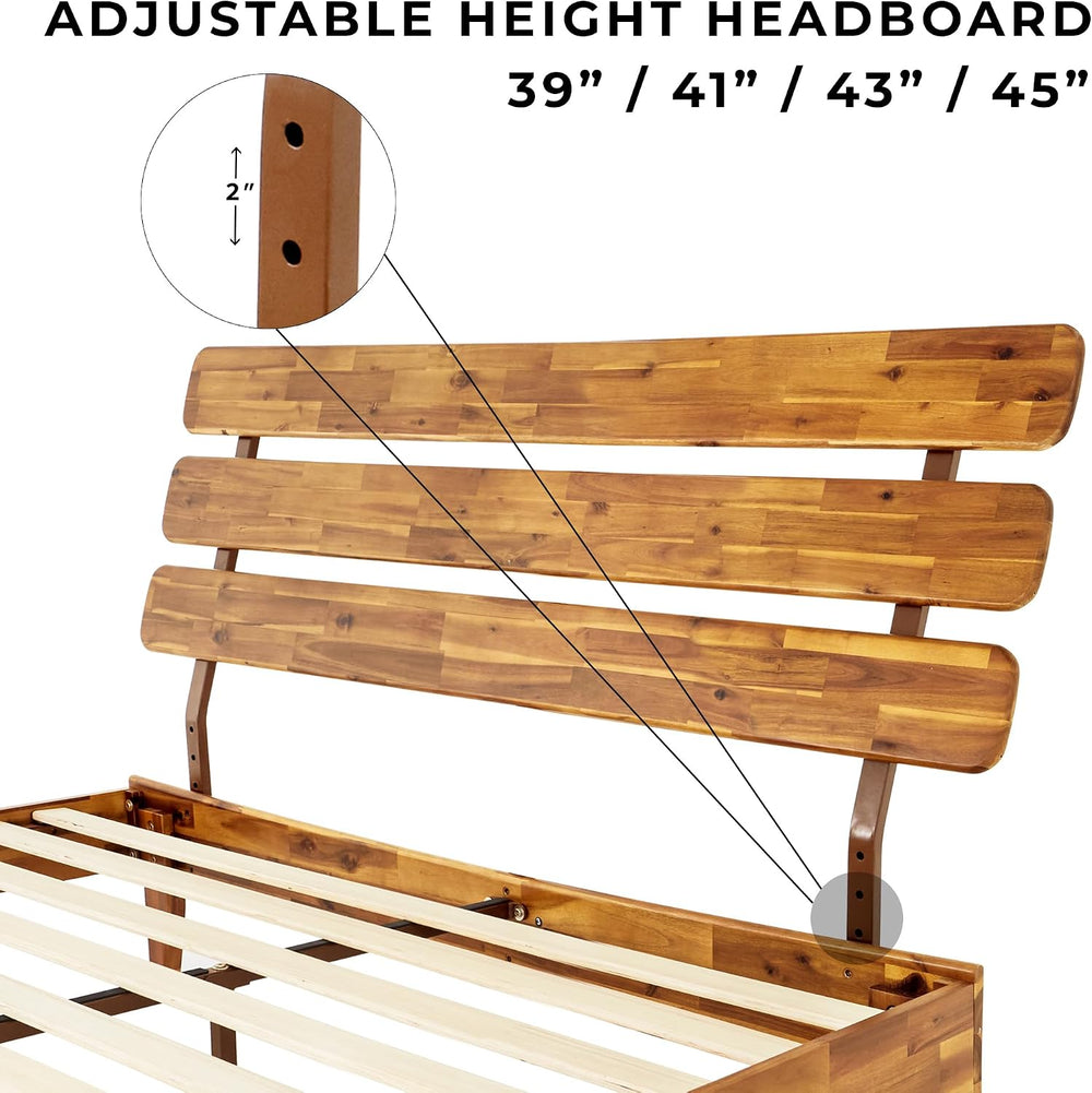 Bme Caden 15'' Bed Frame with Adjustable Headboard - Mid Century, Ret...