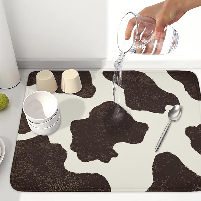Milk Cow Drying Mat 24x18 Inch, Cattle Fur Farmhouse Dish Drainer Mats Summer - Image 6
