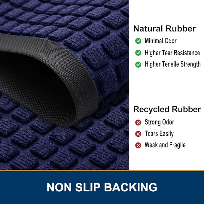 Smiry Front Door Mat Outside Entrance, Heavy Duty Natural Rubber Doormat - Image 4