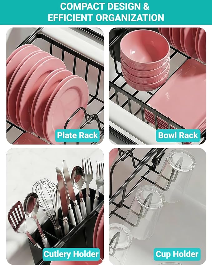 Sylfaen Expandable Over The Sink Dish Drying Rack, Stainless Steel Dish Rack in - Image 5