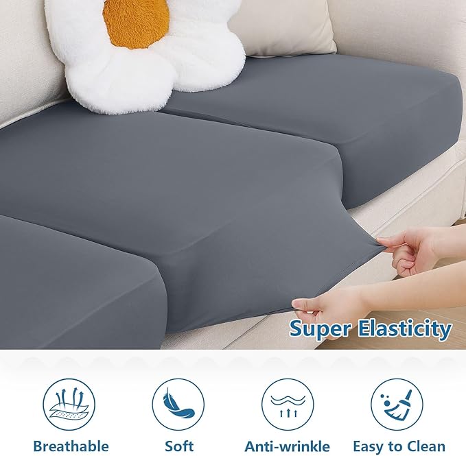 hyha Milk Silk Couch Cushion Covers, Soft Magic Sofa Covers Washable - Image 5