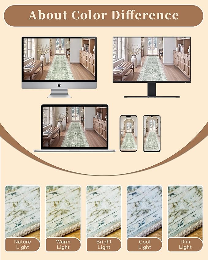 Madane Runner Rugs for Hallway 2x10 Long Washable Non-Slip Hallway Runner Rug - Image 9