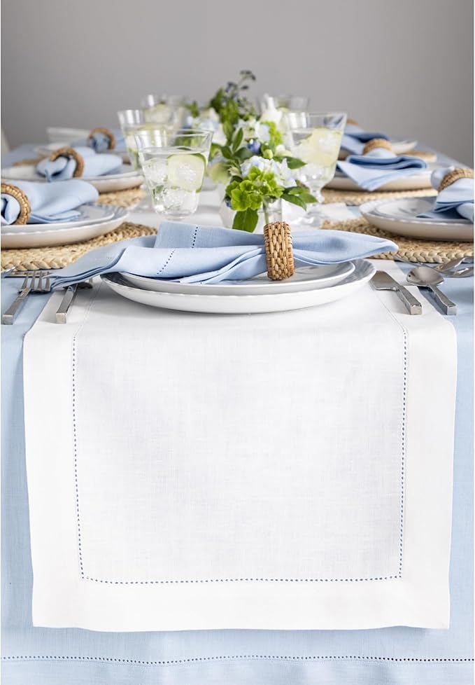 Solino Home Linen White Table Runner 144 Inches Long - 100% Pure Linen Extra ...