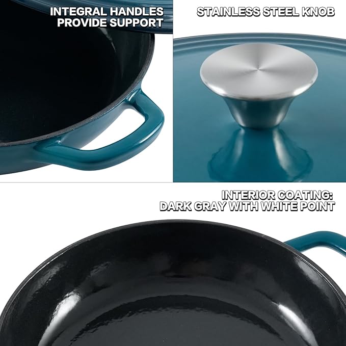 Flavehc Braiser Enameled Cast Iron Braiser 3 qt Braiser Pan
