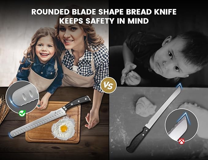CoquusAid Bread Knife for Homemade Bread, 9 Inch Multifunction Serrated Knife - Image 5
