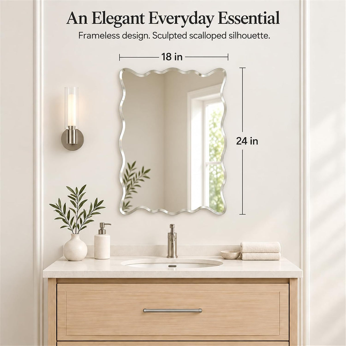 24''x32'' wall mirror frameless bathroom mirrors tempered glass shown in use