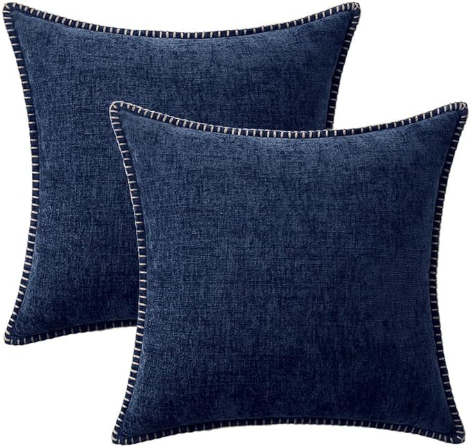 MIULEE Pack of 2 Couch Throw Pillow Covers 18x18 Inch Navy Farmhouse Decorative - Image 6