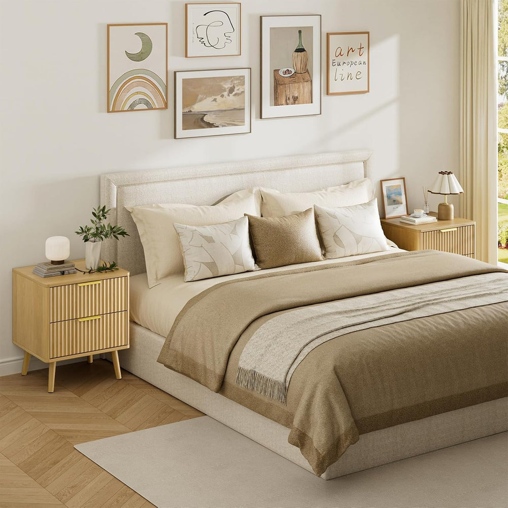 LYNSOM Fluted Dresser and Nightstand Set, 3 Pieces Bedroom Set, 55 Inch Wide ...