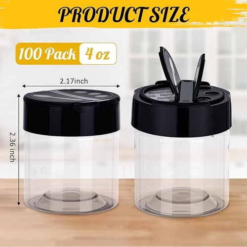100 Pack 4 oz Spice Jars Plastic Clear Empty Bottles - Image 2