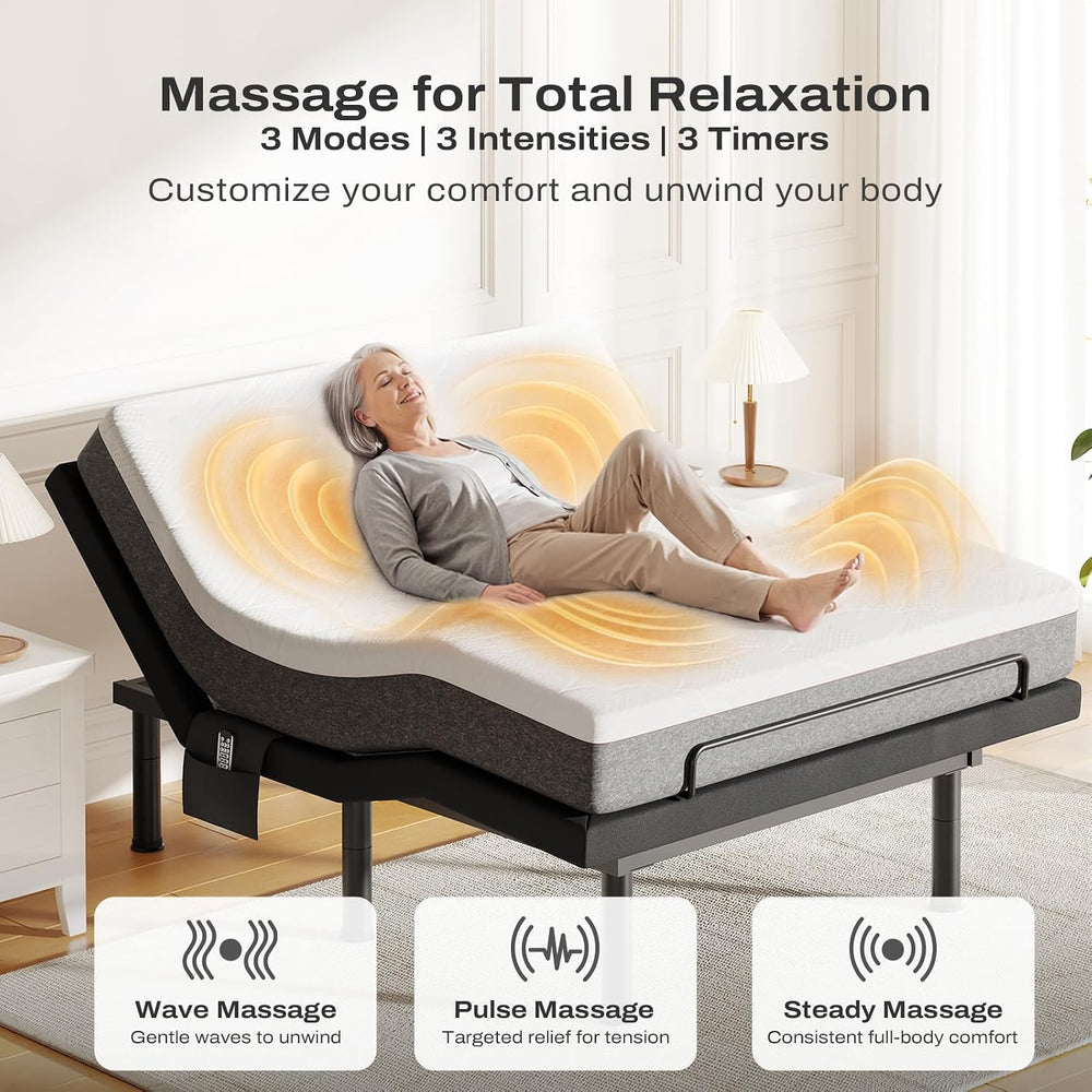Queen Adjustable Bed Frame with Massage and Head & Foot Incline