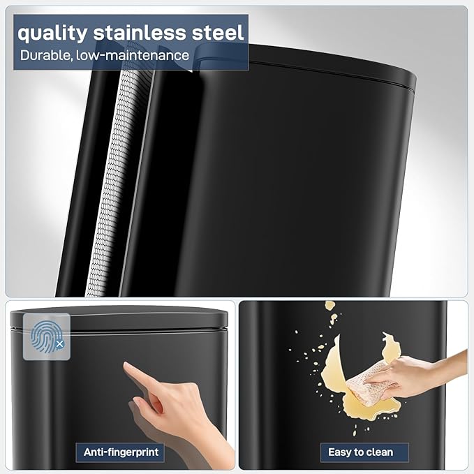 Arlopu13.2 Gallon Step Trash Can, Stainless Steel Garbage Bin, Soft-Close - Image 3