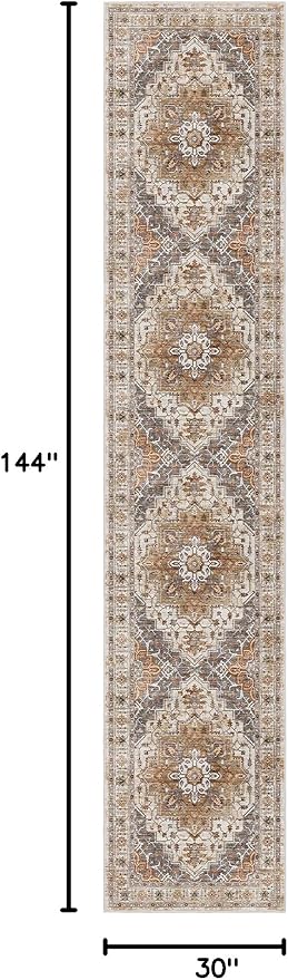 Madane Hallway Runner Rug 2'6''x12', Non Slip Vintage 12ft Runners - Image 2