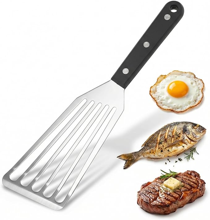 Stainless Steel Fish Spatula, 12.2" Slotted Metal Turner by Unknown