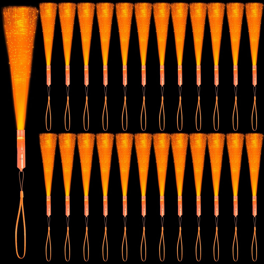 36 Pack Orange Glow Sticks Light Up Fiber Optic Stick Glow Wands Bulk with 3 ...