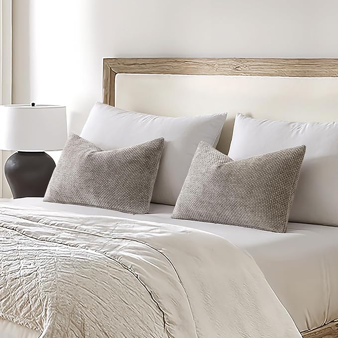 MIULEE Pack of 2 Lumbar Couch Throw Pillow Covers 20x12 Inch Light Gray Modern - Image 3