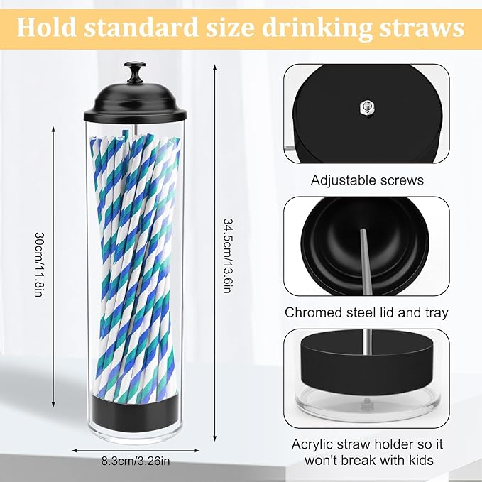 13.5 inch Straw Holder for Standard& Long Bended Size Drinking Straws, Acrylic - Image 3