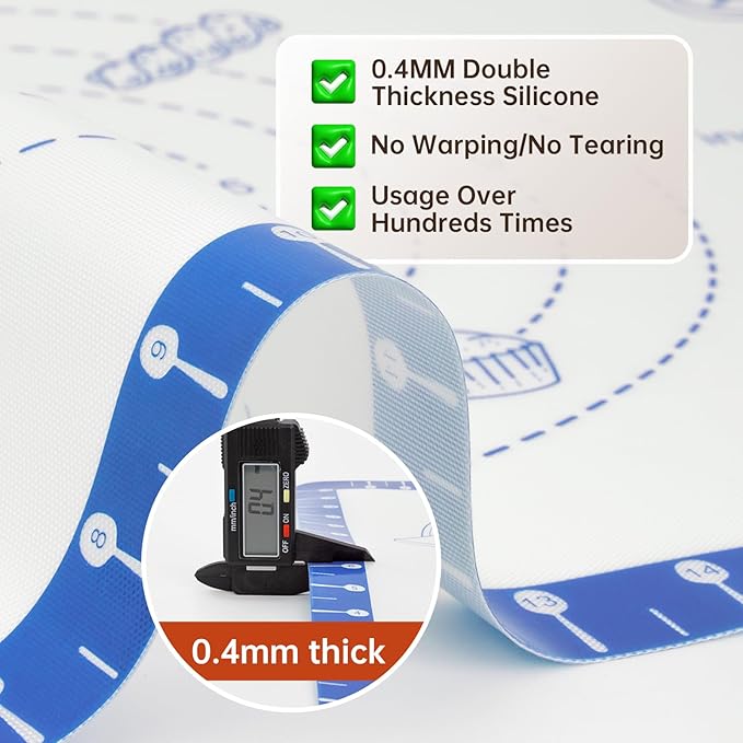 Non Stick Silicone Pastry Mat for Dough Rolling, Silicone Baking Mat - Image 5