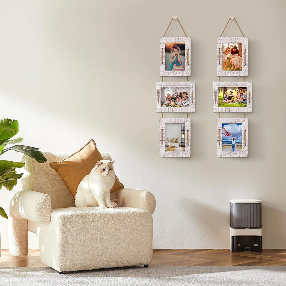 5x7 Collage Picture Frames, 3 Opening, Solid Wood, White, 2 Pack