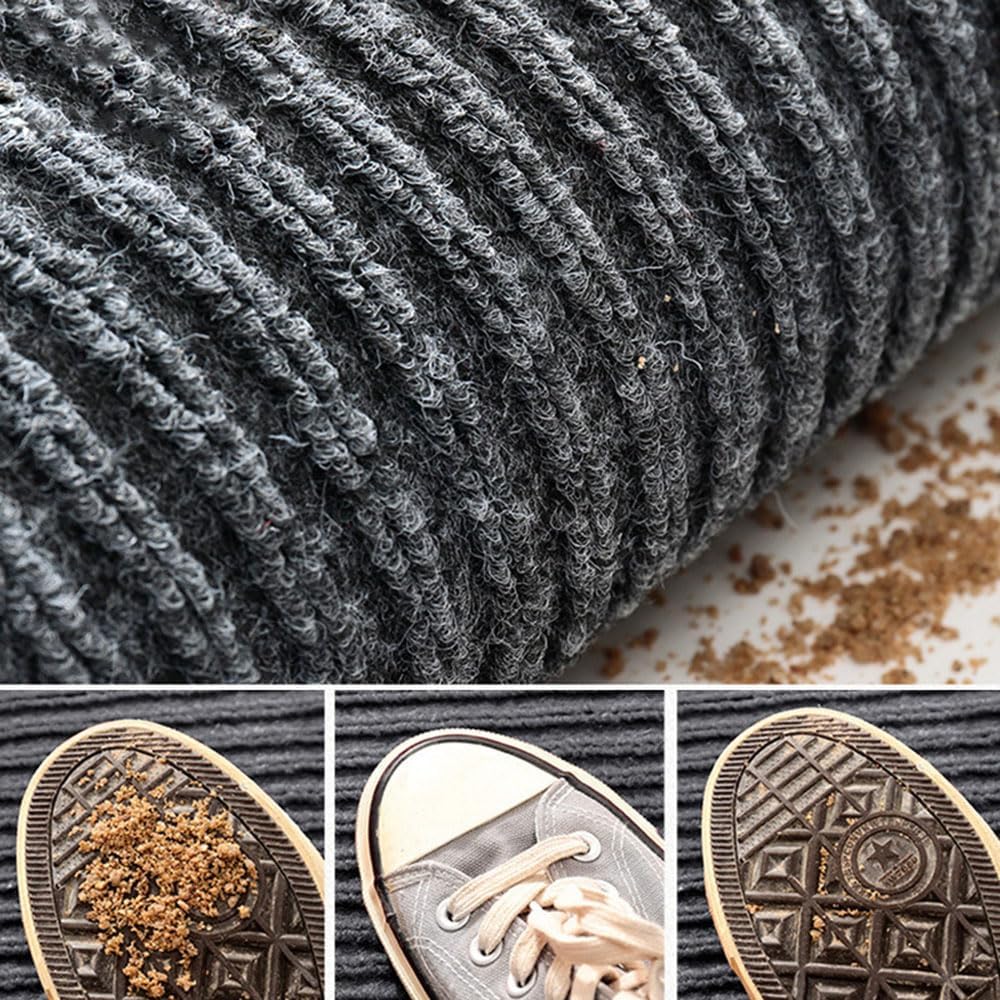 SRDDQLC Commercial Grade Door Floor Mat Brush Step Entrance Mat 3×6FT Outdoor Indoor Mat Waterproof Rubber Back Rugs for Home Office Business Areas Dark Grey (3' W x 6' L)