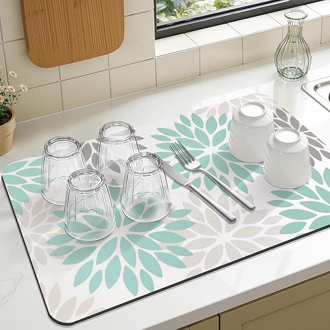 Findosom Floral Dish Drying Mat, Cuttable Drying Mat - Image 5