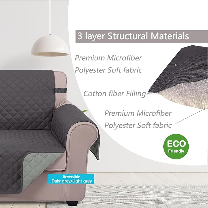 U-NICE HOME Reversible Oversized Chair Covers Quilted Water Repellent Pet - Image 5