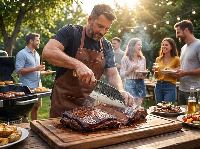 9 PCS Butcher Viking Camping Knife Set, 6.5" Viking Knife, 3 Knife Sheath
