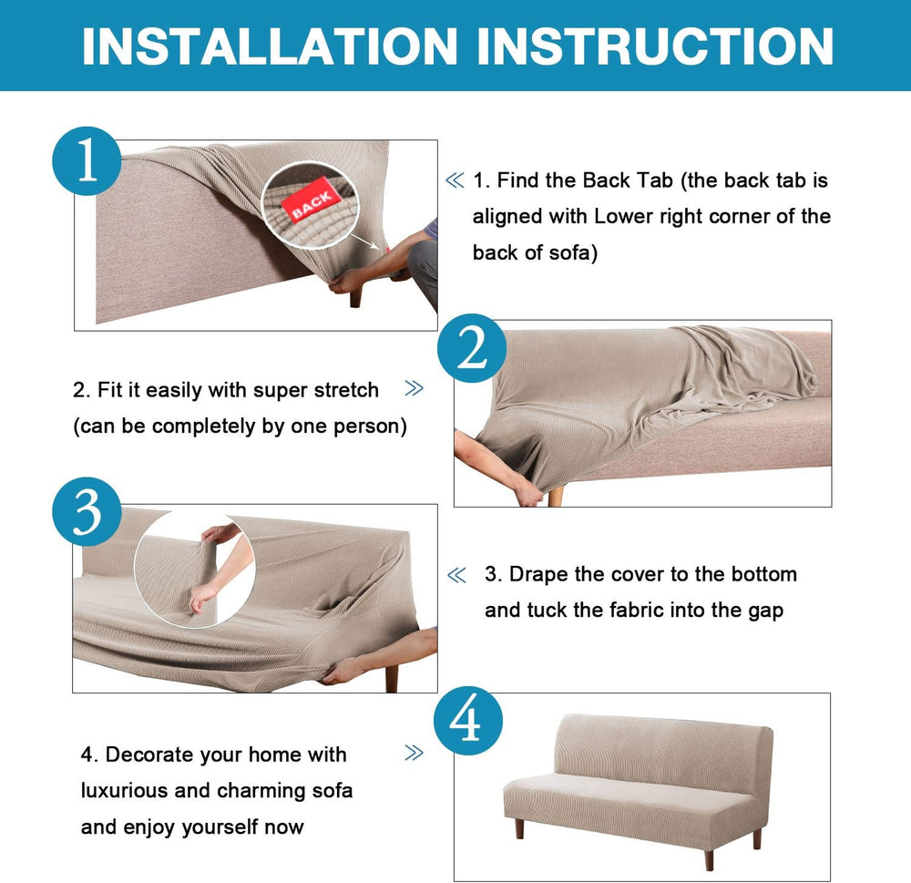 Flamingo P Stretch Armless Futon Covers - Full Queen Futon Couch Covers Slipc...