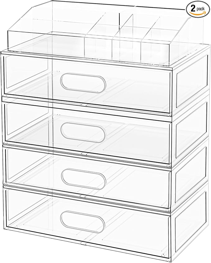 Clear Stackable Makeup Organizer by Aurblozen