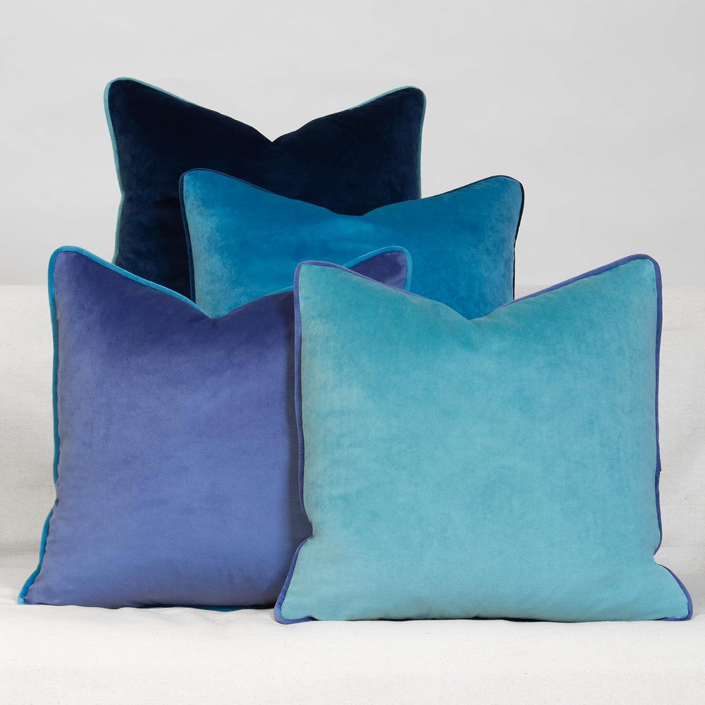 Teal Blue Coastal Decorative Throw Pillow Covers, Set of 4, 18x18 Inch Beach ...