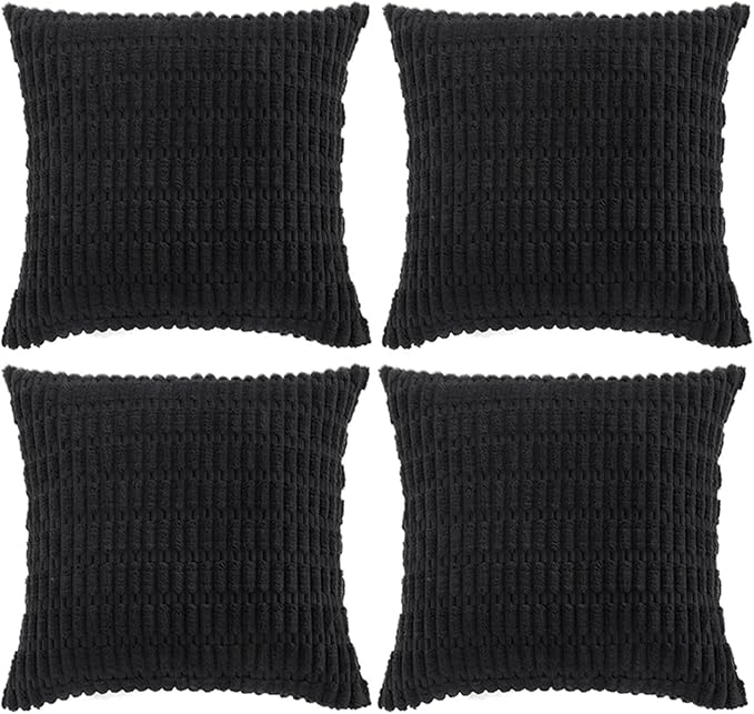 Fancy Homi 4 Packs Boho Black Decorative Throw Pillow Covers 22x22 Inch by Fancy+Homi