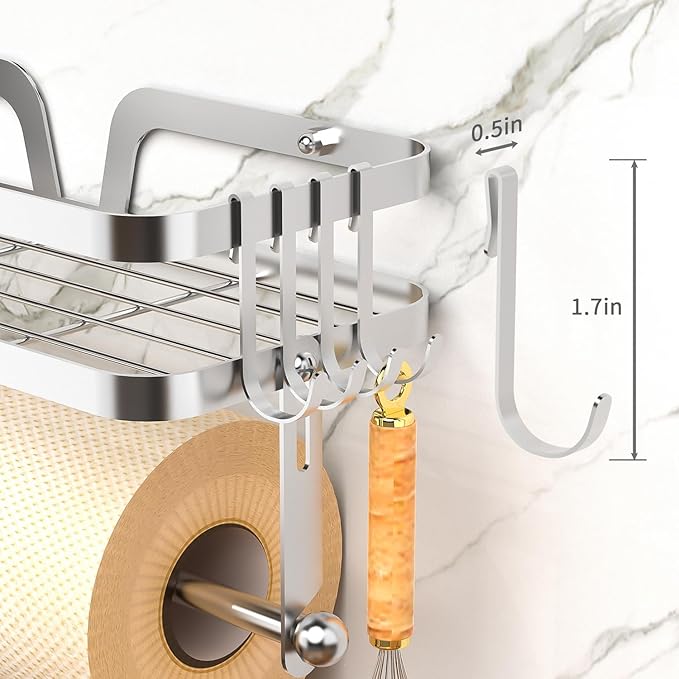 Taozun Paper Towel Holder Wall Mount, Kitchen Paper Holder Spice Rack Paper - Image 4