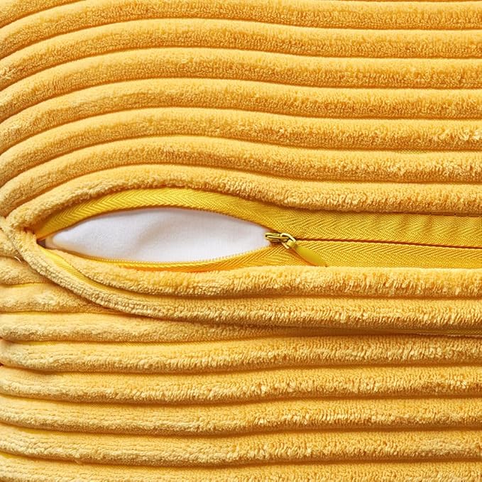 MIULEE Golden Yellow Corduroy Pillow Covers 18x18 Inch - Image 3