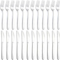 24-Piece Forks and Knives Set for 12, Food-Grade Stainless Steel Silverware Set by Gymdin