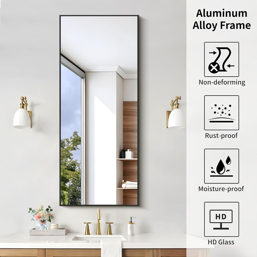 KOCUUY Black Mirror 20x48 Inch, Metal Framed Mirror for Bedroom, Modern Decor...