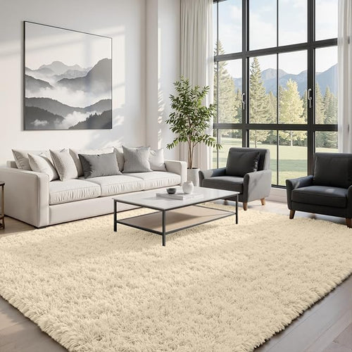 6x9 Area Rugs for Living Room Rug: Soft Fluffy Shag Beige Rugs for Bedroom - Image 2