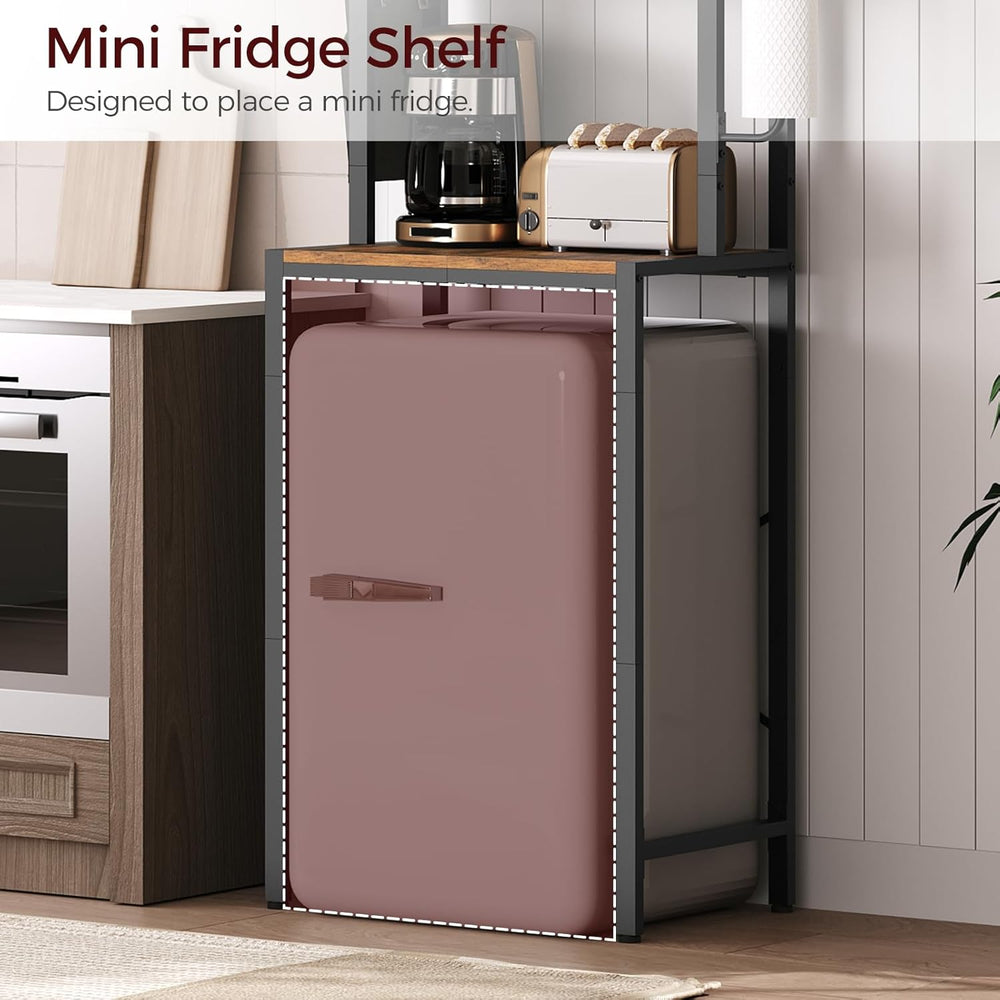 MAHANCRIS Bakers Rack with Mini Fridge Shelf, 3-Tier Microwave Stand, Coffee ...